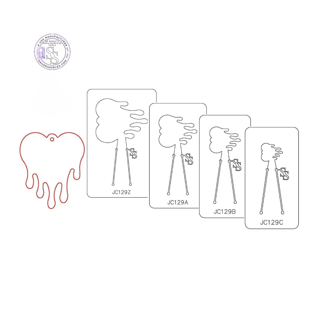 PANCAKE DIE JC129 HEART EARRING / PENDANT