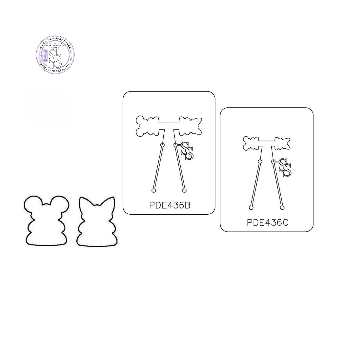PANCAKE DIE PDE436 EARRINGS MOUSE / CAT