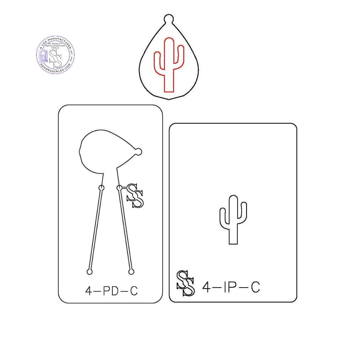IMPRESSION PLATE & PANCAKE DIE COMBO 4- CACTUS/EARRING