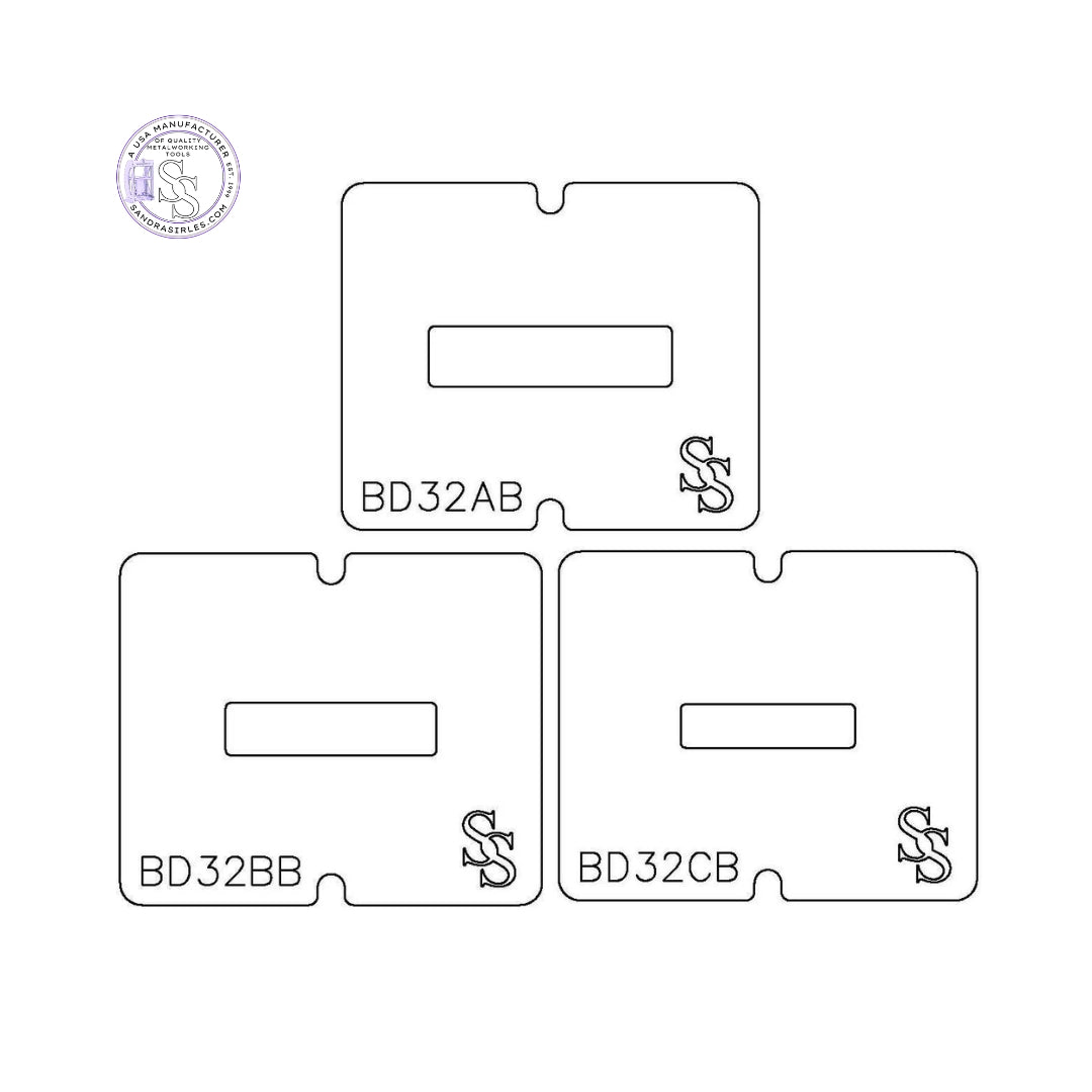 SS BLANKING DIE 3 PIECE SET BD32 ROUNDED RECTANGLE