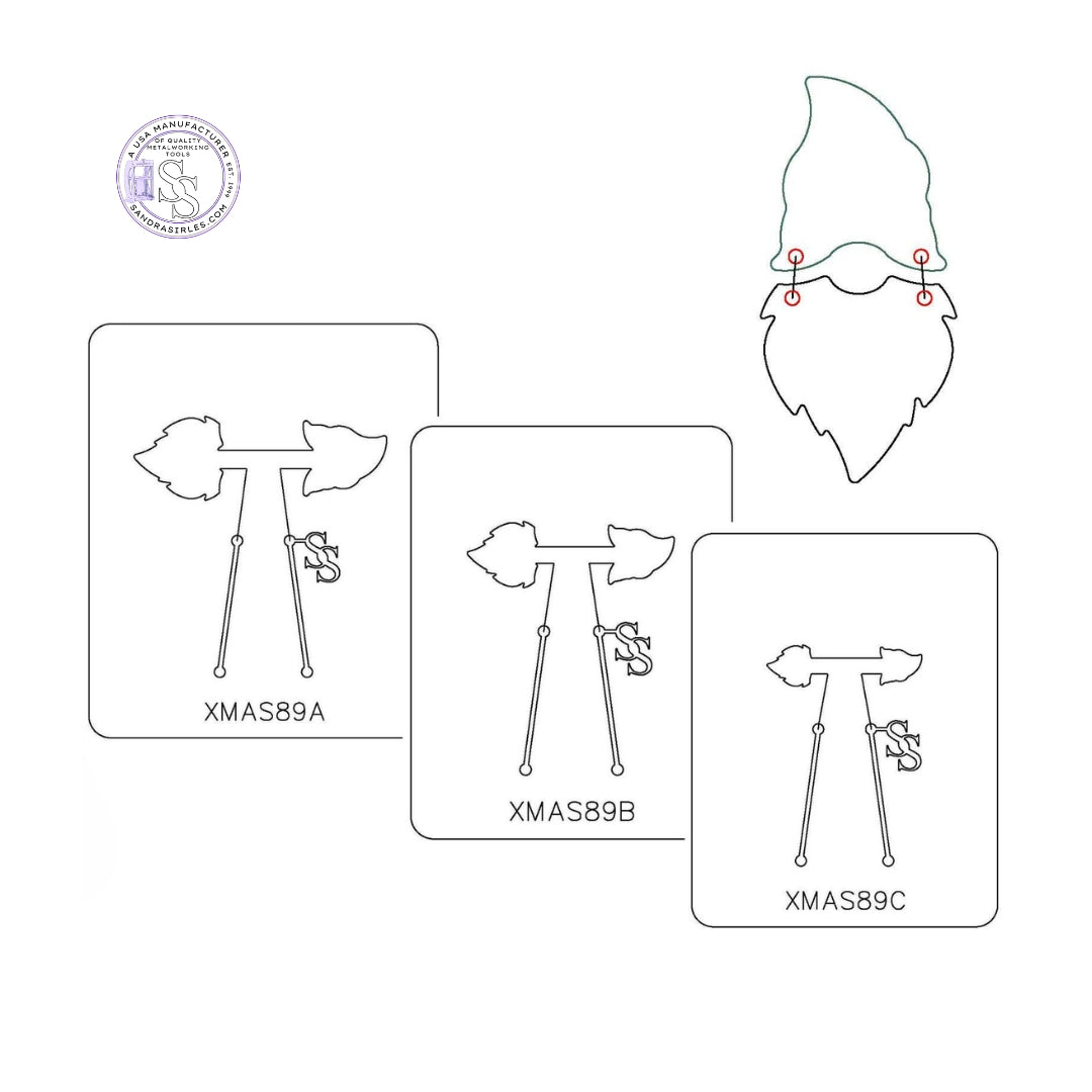 PANCAKE DIE XMAS89 GNOME HAT/BEARD SET